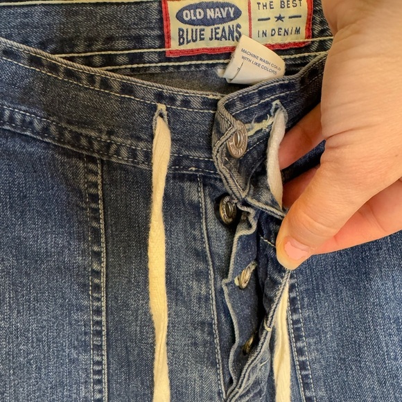 Old Navy Blue Relaxed Fit Jeans with Drawstring Waistband Denim Women’s Size 2 - Picture 6 of 16